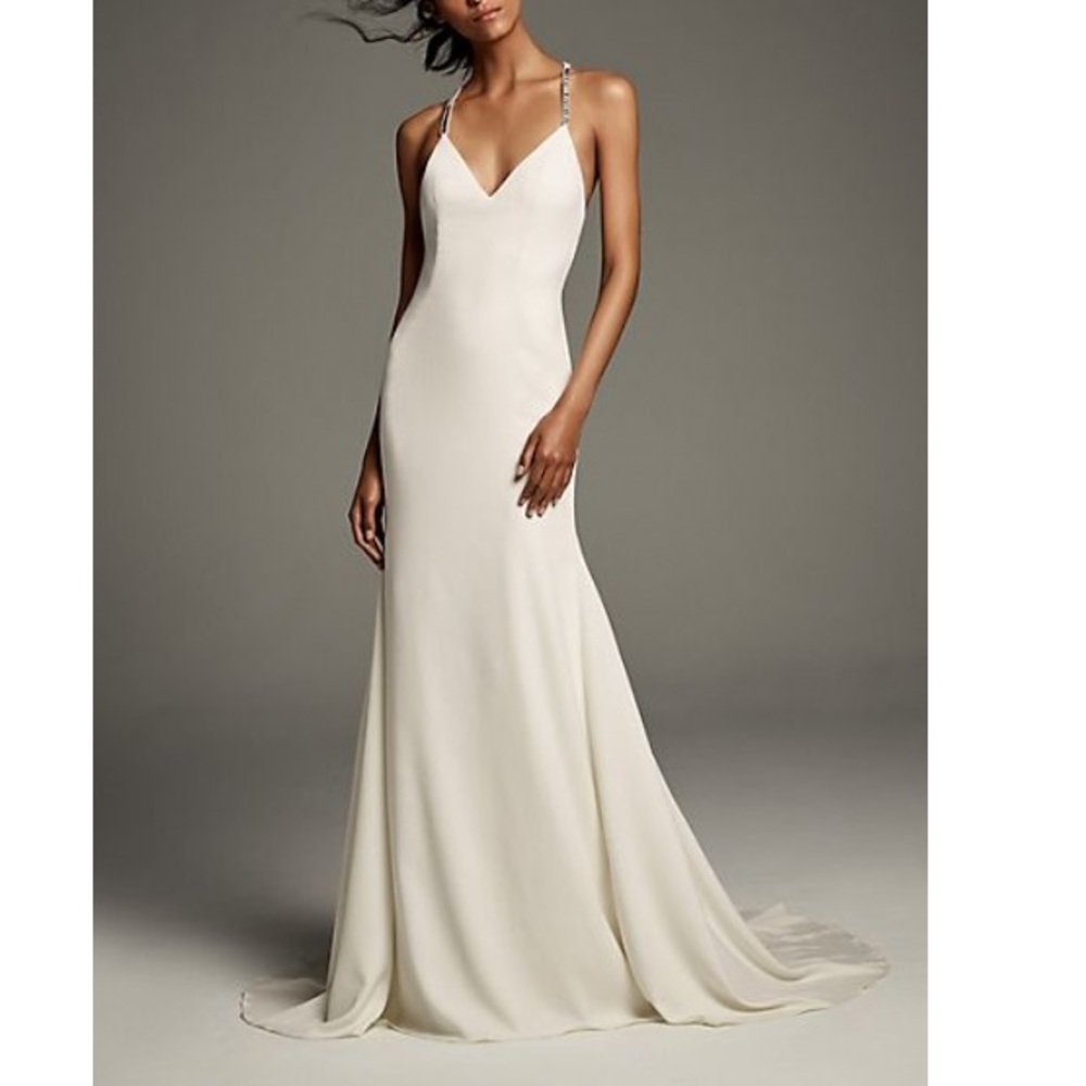 VERA WANG Crystal T Back Slip  Ribbon Gown Dress.